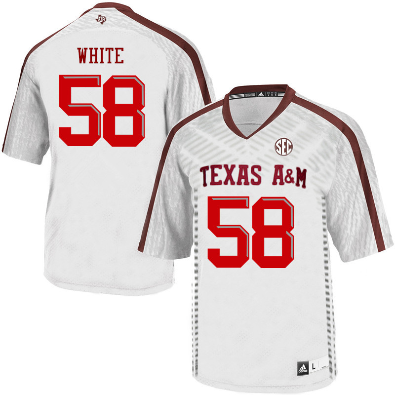 Men #58 Braden White Texas A&M Aggies College Football Jerseys Sale-White